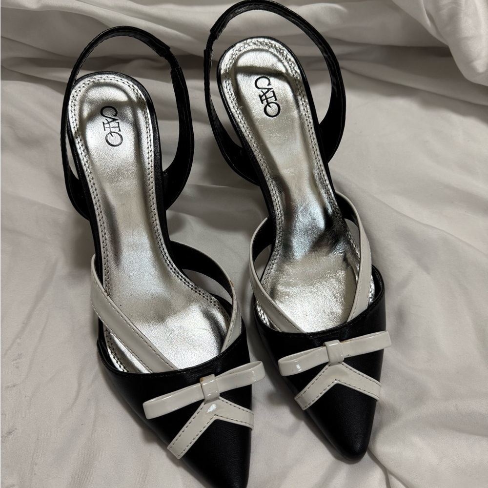 Cato Black & White Slingback Heels – New Two‑Tone Women’s Shoes
